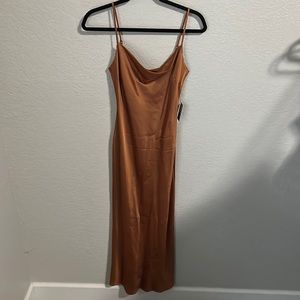 Express cowl neck satin midi dress